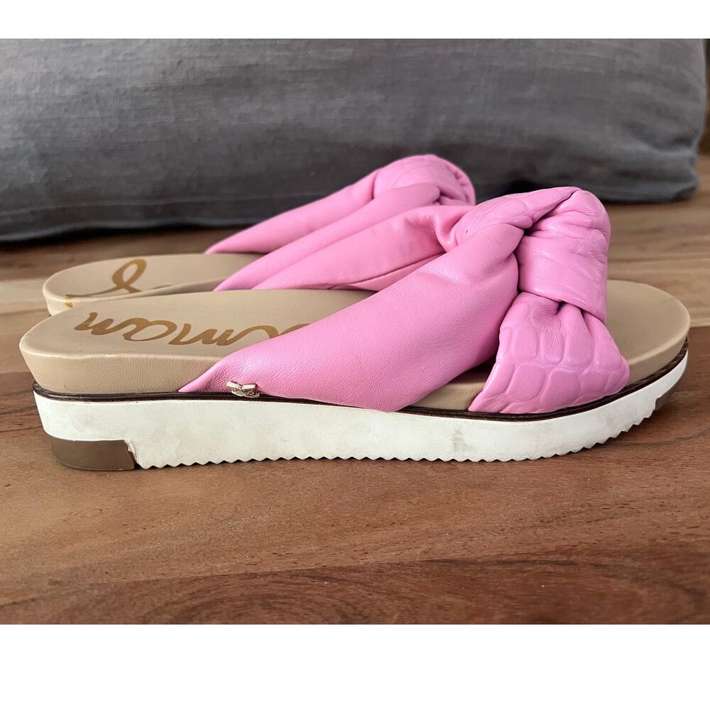 8 pink Sam Edelman Agatha platform slide sandals wedge slip on comfort